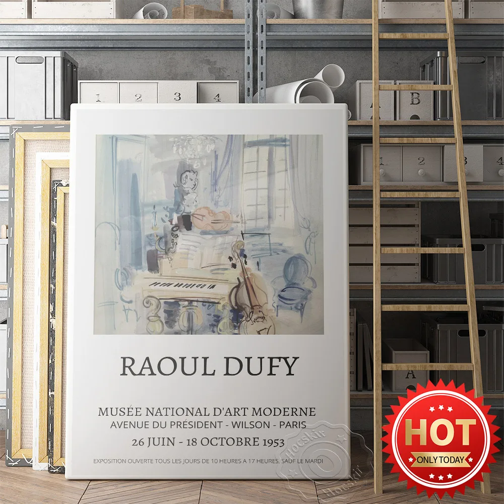 

Raoul Dufy Musee National D'Art Moderne Exhition Poster, Raoul Music Room Watercolour Art Prints, Living Room Study Hoome Decor