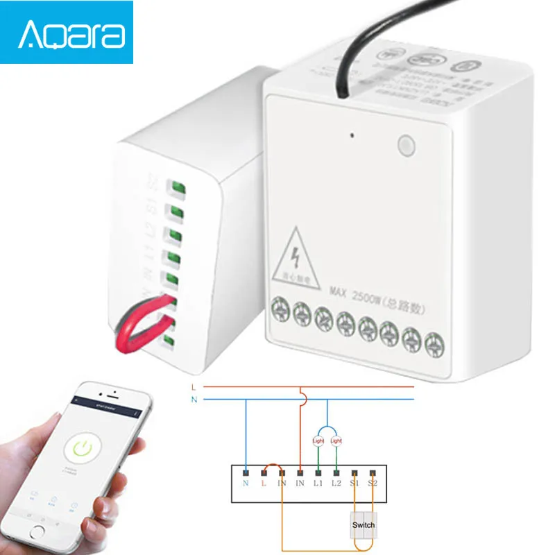 Original Aqara Two-way control module Wireless Relay Controller 2 channels Work For smart home APP & Home Kit Control Module