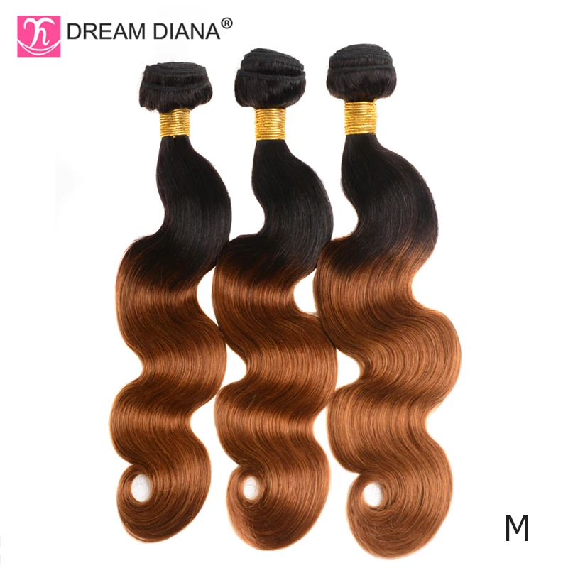 DreamDiana Омбре объемная волна 1"-26" Малазийские Волосы Омбре 3 пряди два тона 1B 30 remy волосы пучок Омбре человеческие волосы м соотношение