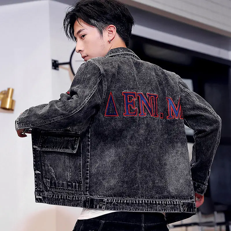 Мужские джинсовые куртки новые с буквенным принтом пальто высокого качества