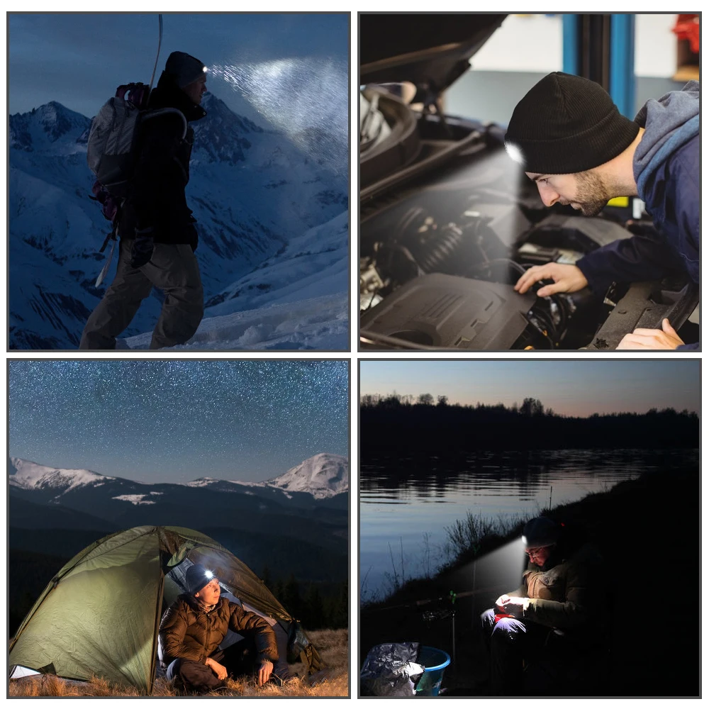 Вязаная шапка унисекс 4 шт. светодиодный головной убор с подсветкой зимняя теплая