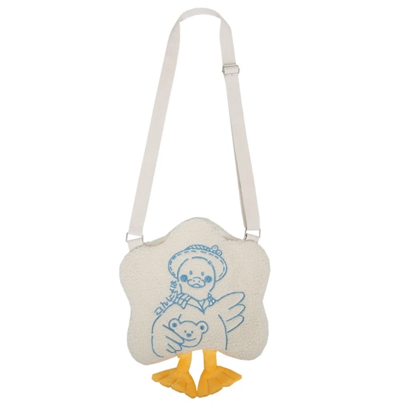 

Women Girl Plush Shoulder Crossbody Bag Cute Embroidery Shopping Bags Satchel Messenger Tote Purse