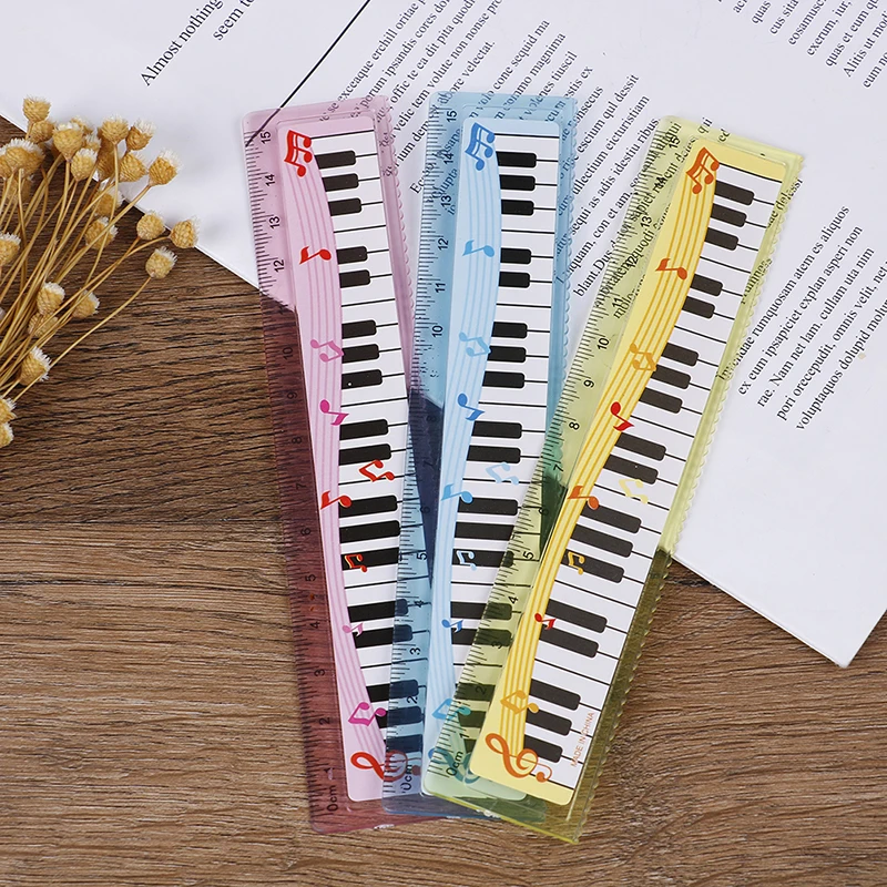 1pc musical ruler Creative 15cm Cute Cartoon Piano Musical Note Ruler bookmarks School Student gift color random | Канцтовары для