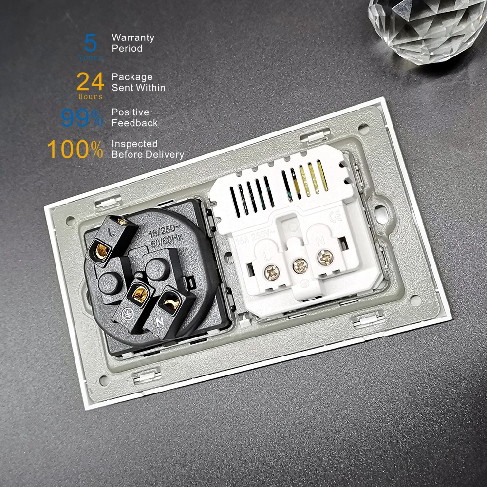 NOVSKI Настенная розетка с 2 рамками USB EU Schuko Электрическая для ПК Пластиковая панель