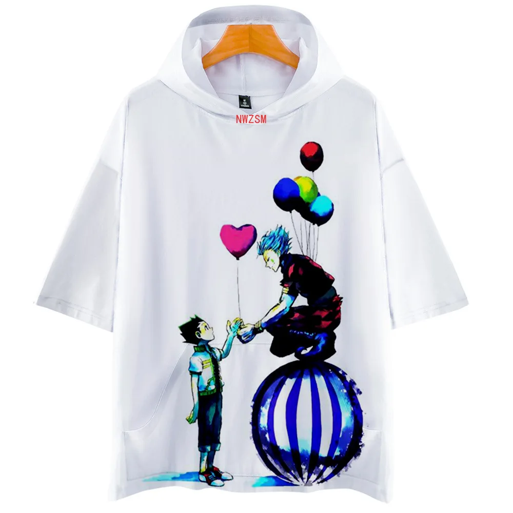 Anime Hunter X Hisoka 3D T Shirt Women Men Harajuku Short Sleeve Hooded Funny Tshirt Streetwear Hip Hop Cosplay Costume | Тематическая
