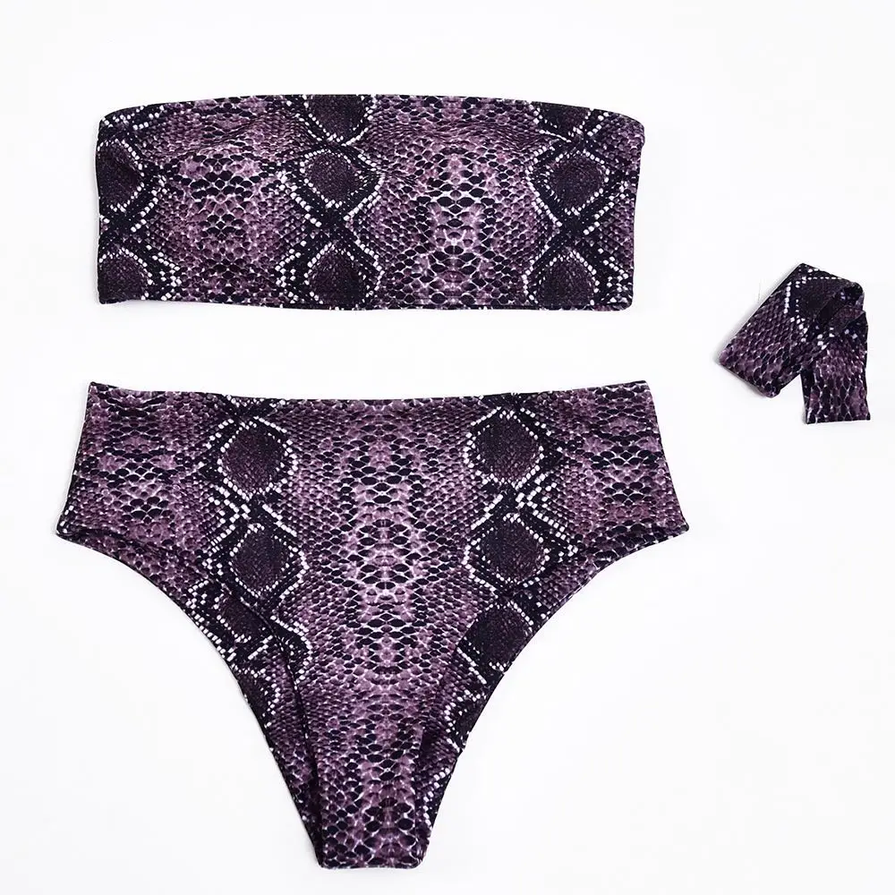 

2020 New European and American Style suit Snakeskin Print Sexy Bikini Two-Piece Split Back Triangle Bikinis Women's Swimsuit