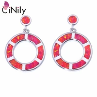 cinily created red fire opal silver plated wholesale hot sell for women jewelry gift stud earrings 78 oh3445