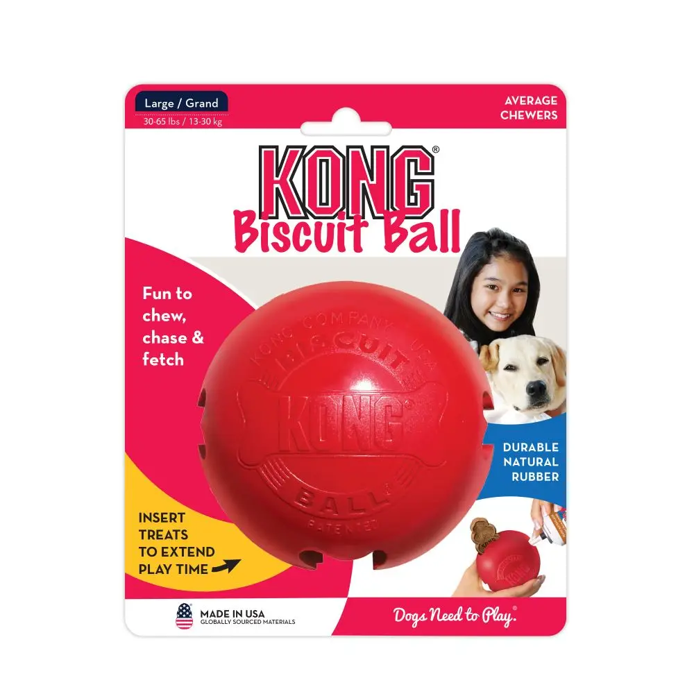 L-Size KONG Classic Biscuit Ball Dog Toy