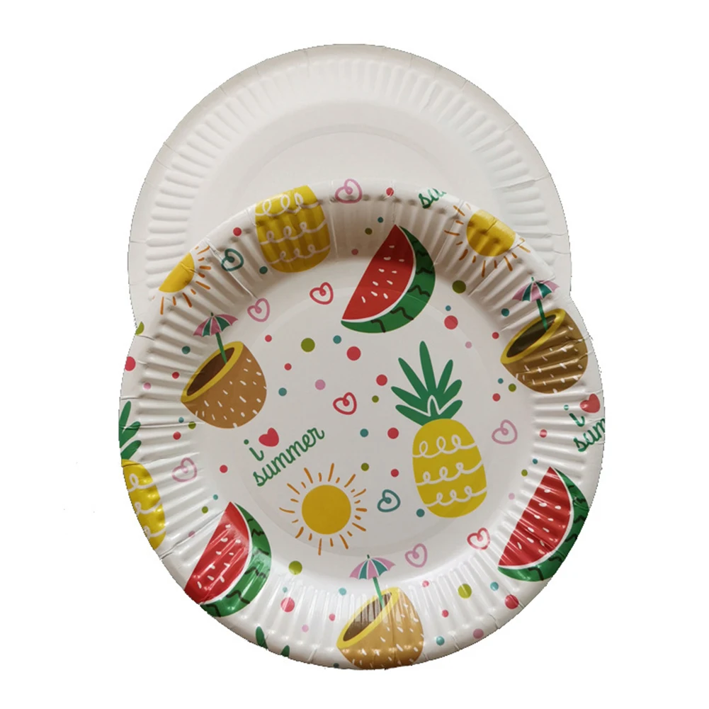 10pcs Photograph Cafe Wedding Fruit Birthday Party Props Decoration Disposable Cake Tray Paper Plate Pineapple Printed Dessert | Дом и сад