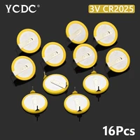16pcslot ycdc cr2025 button cell batteries 3v 2 feet welding solder pins accessories 180 degree coin battery