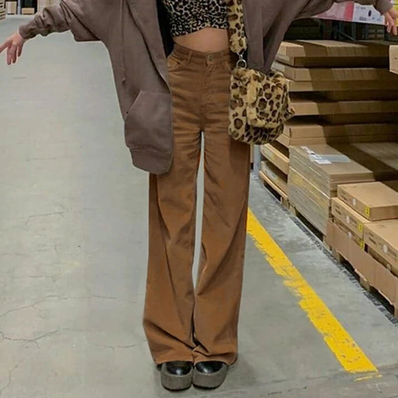 

Vintage Oversized Corduroy Baggy Pants Women Harajuku Y2k Brown Wide Leg Pant Streetwear Jogger Y2K High Waist Trouser