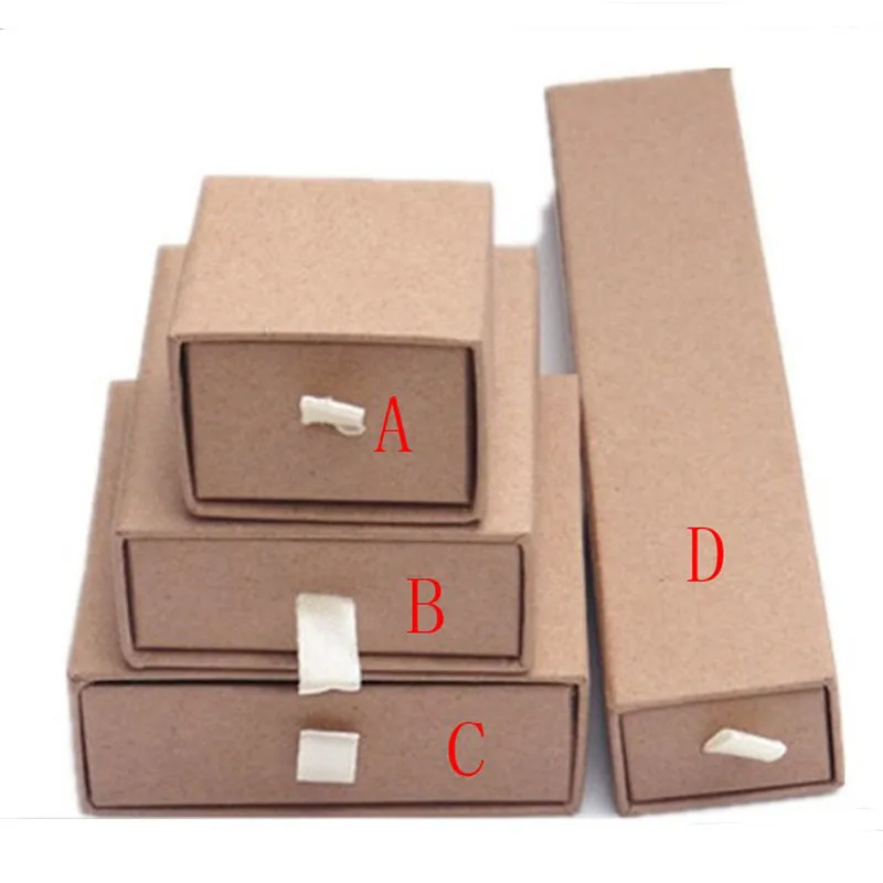Box For Jewelry 70pcs/lot jewelry organizer Drawer box Kraft Paper Ring For Earrings Necklace Bracelet Display Gift Box