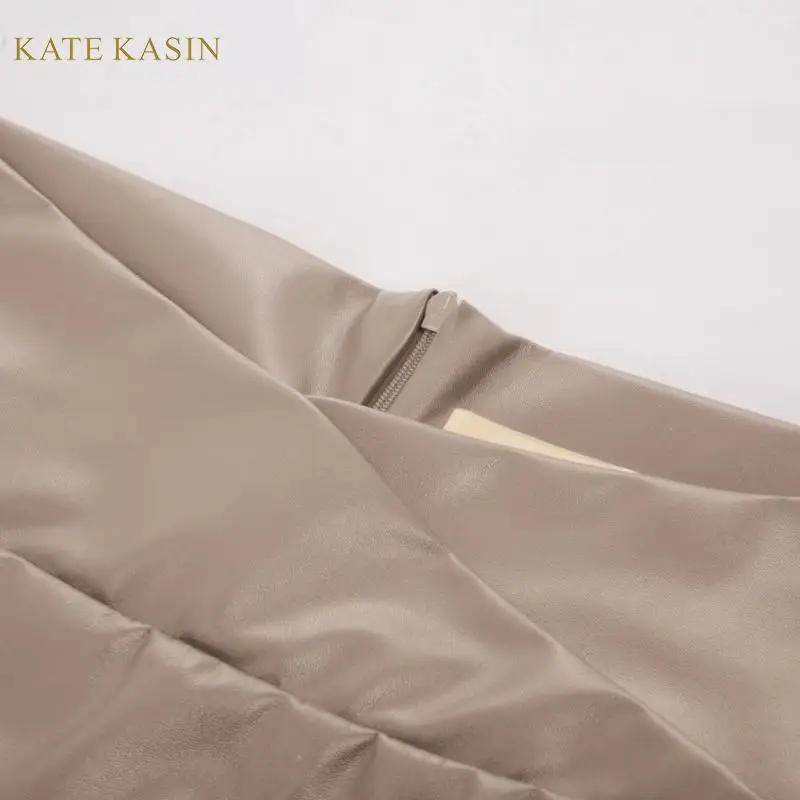 Kate Kasin, Женская винтажная юбка-карандаш из искусственной кожи, облегающая Талия, облегающая, миди, облегающая, вечерние, для работы, юбка, сексуальная, однотонная, юбка из искусственной кожи