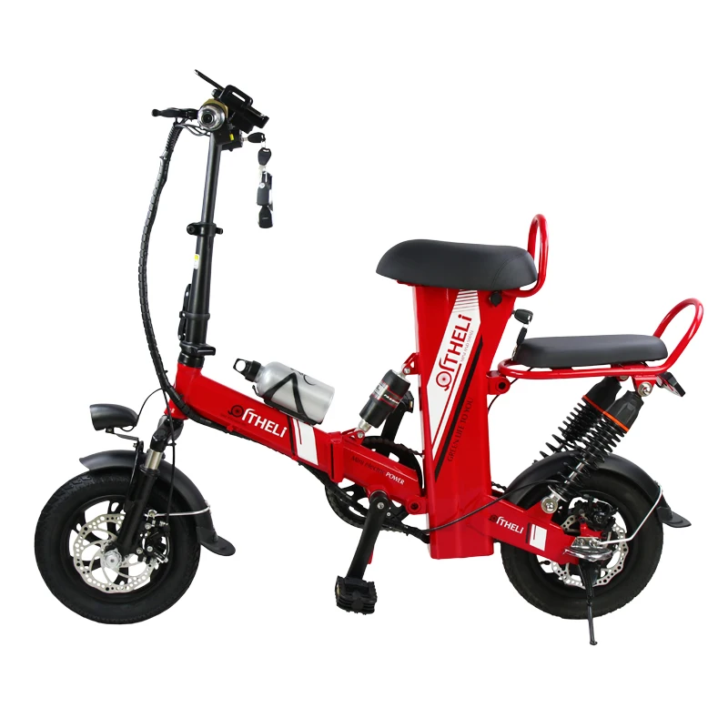 red 30ah battery Мини электрический велосипед 12-дюймовый складной самокат для взрослых небольшого поколения литиевая батарея электрического велосипеда - Цвет: red 30ah battery