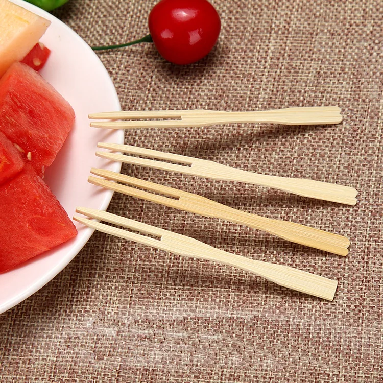 

Boxed Bamboo Bamboo shui guo qian Cake Fork Cut Fork One-Time Fruit Fork zhu cha Wood Fork