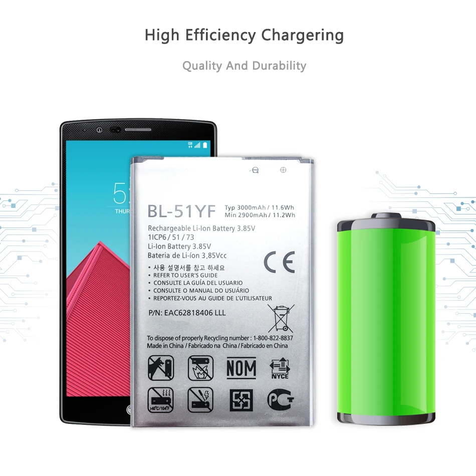 Новая замена 3000 мАч мобильный телефон Батарея BL-51YF для LG G4 H815 H810 VS999 F500 F500S F500K F500L H81 H818 H819 BL 51YF