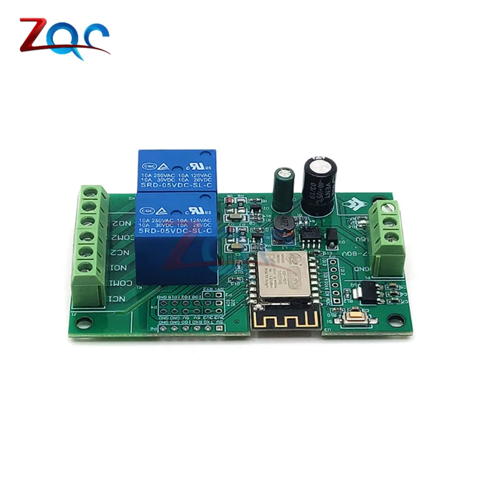 

ESP8266 ESP-12F WiFi AC 250V / DC 30V 2 Channel Relay Module Wireless Development Board for Arduino Smart Home