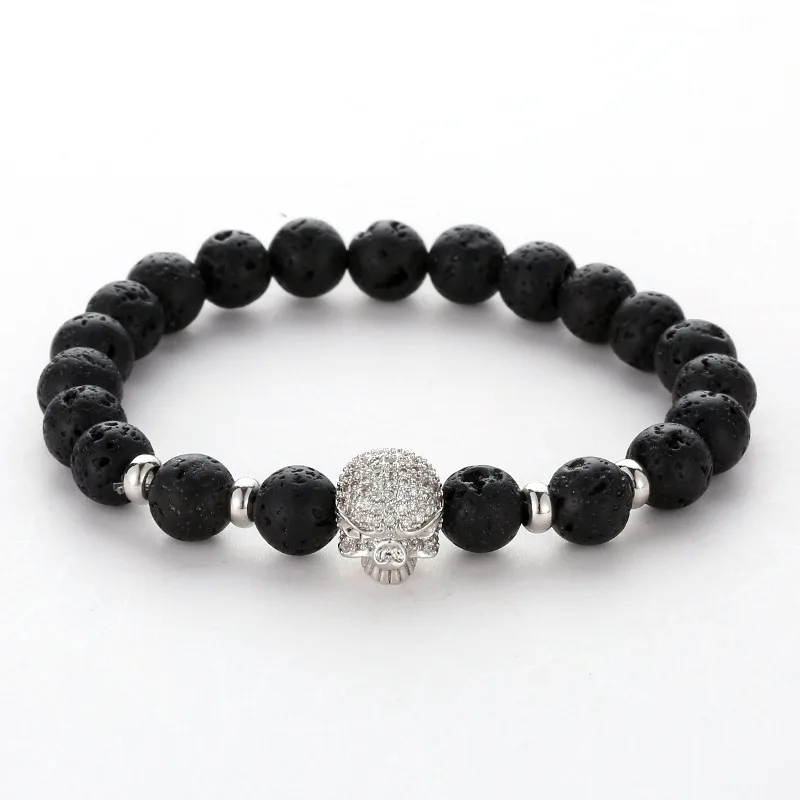Мужской браслет из натурального лавового камня Тибетский Будды браслеты с