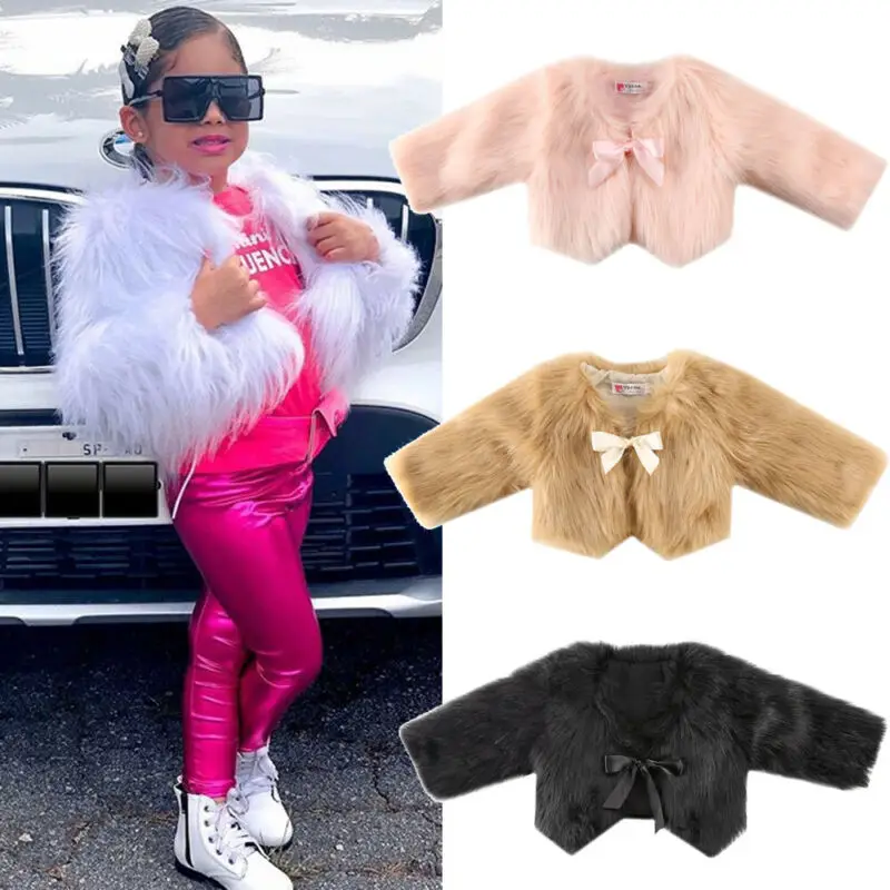 Жилет из искусственного меха для маленьких принцесс теплый зимний жилет верхняя