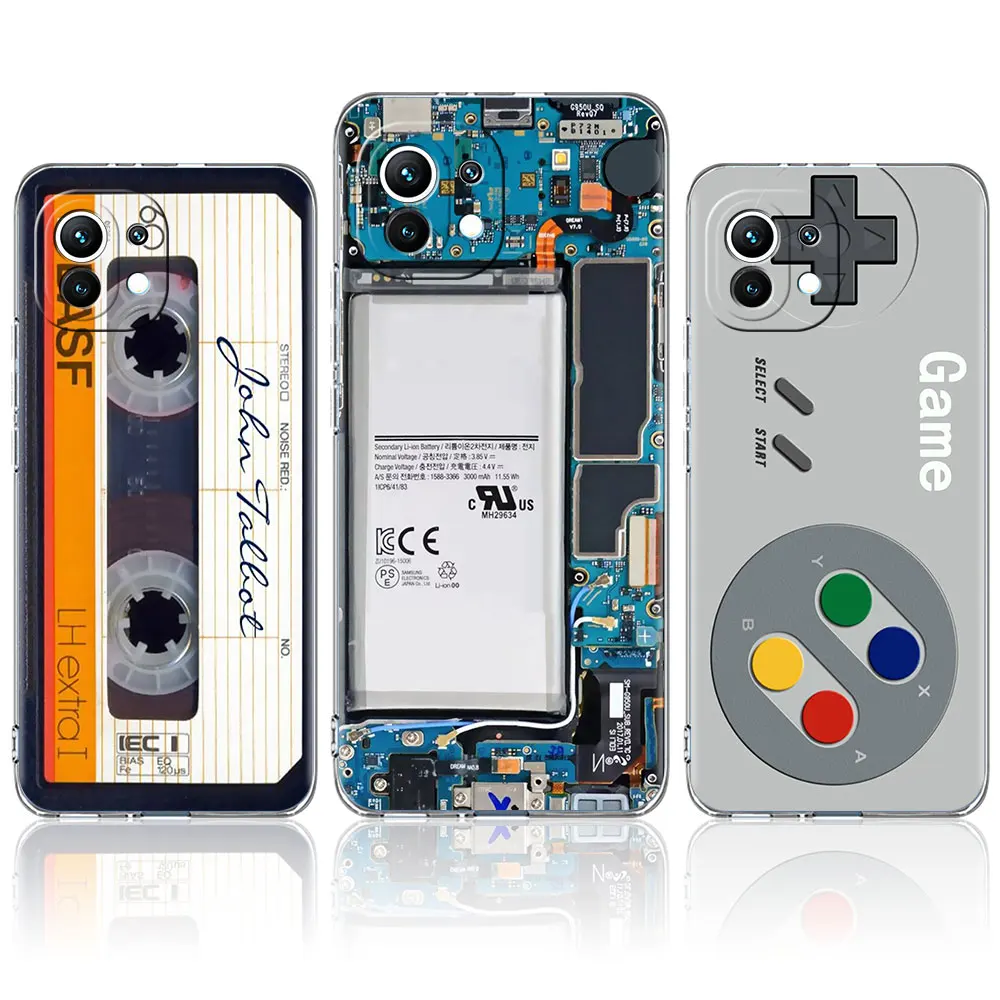 Silicone Case For Xiaomi Mi Poco X3 NFC 10T Pro M3 Note 10 Lite 11 9T F3 Clear Shockproof Phone Cover Retro Camera Circuit Board
