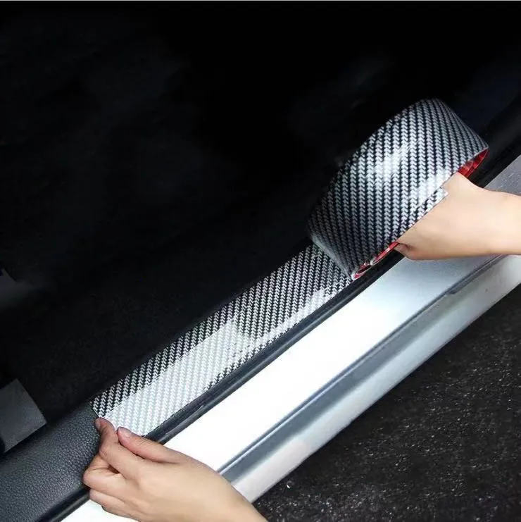 Car Carbon Fiber Rubber Styling Door Sill Protector For Peugeot 206 207 208 301 307 308 407 408 508 607 2008 3008 4008 5008 RCZ | Внешние