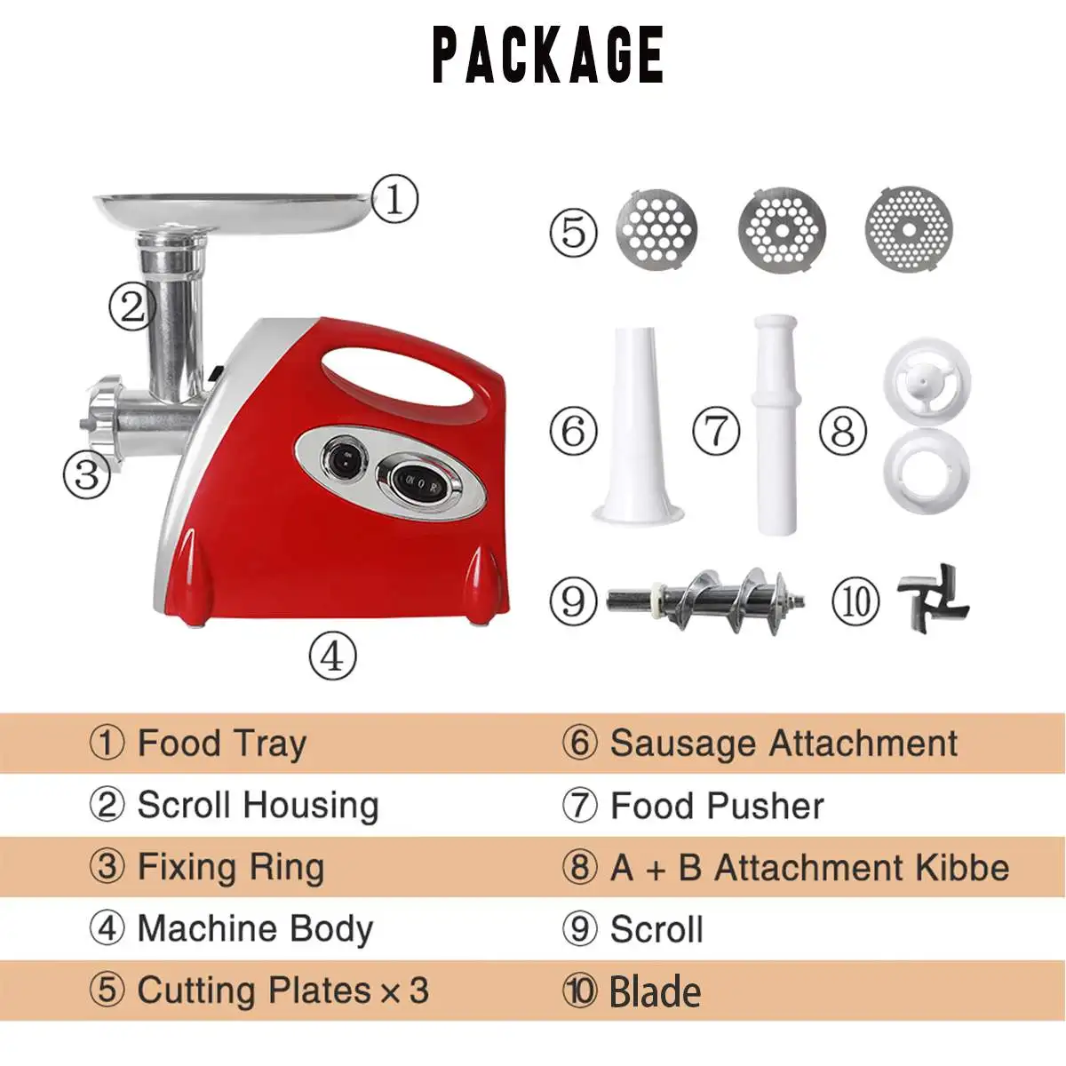 

110V/220V 2800W Electric Meat Grinder Mixer Blender Kitchen Mincer Sausage Stuffer Maker Filler Machine Food Processor Slicer