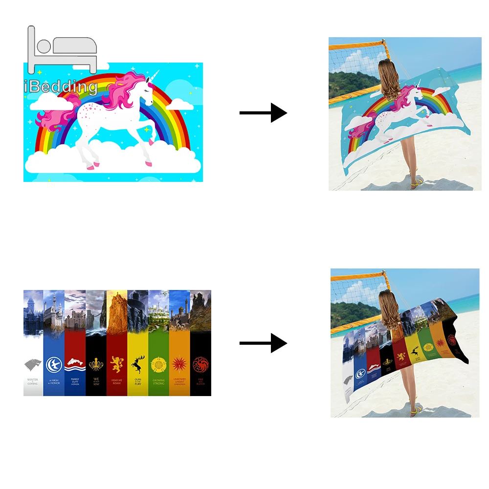 Летнее пляжное полотенце из микрофибры с принтом | Дом и сад