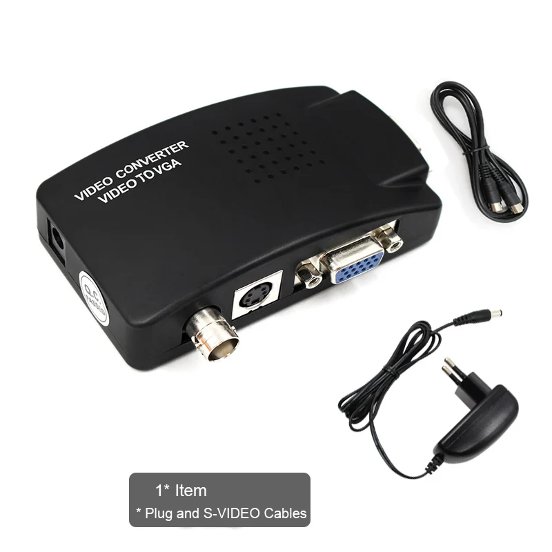 BNC к VGA конвертер композитный SVIDEO к VGA видео конвертер VGA выход адаптер цифровой коммутатор коробка для ПК MACTV камера DVD DVR - Цвет: Plug and svideo