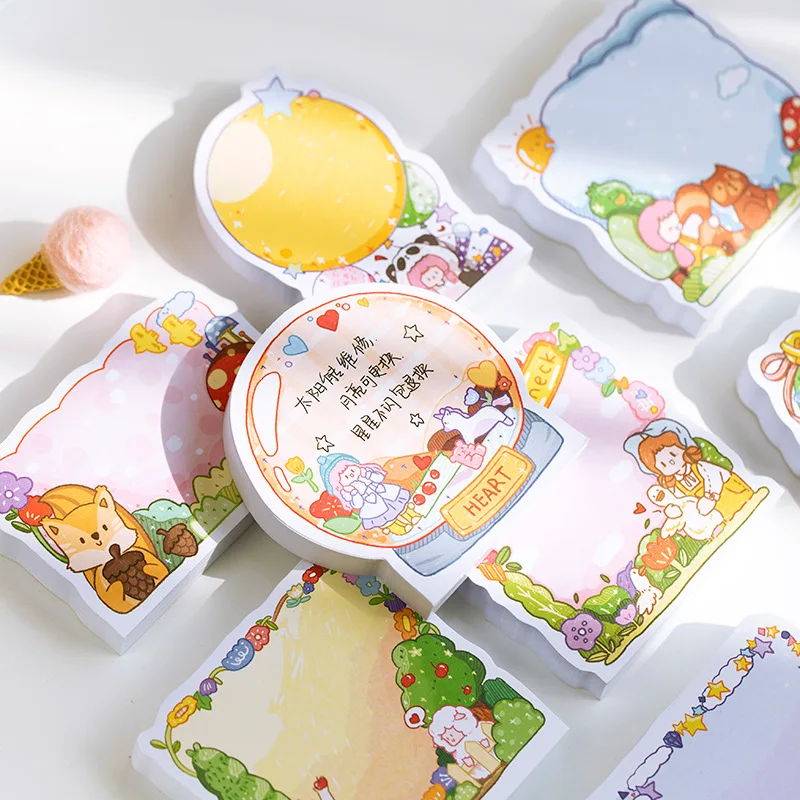 

1set/lot Memo Pads Material Paper Rainbow Back Garden Junk Journal Scrapbooking Paper Retro Background Decoration Paper