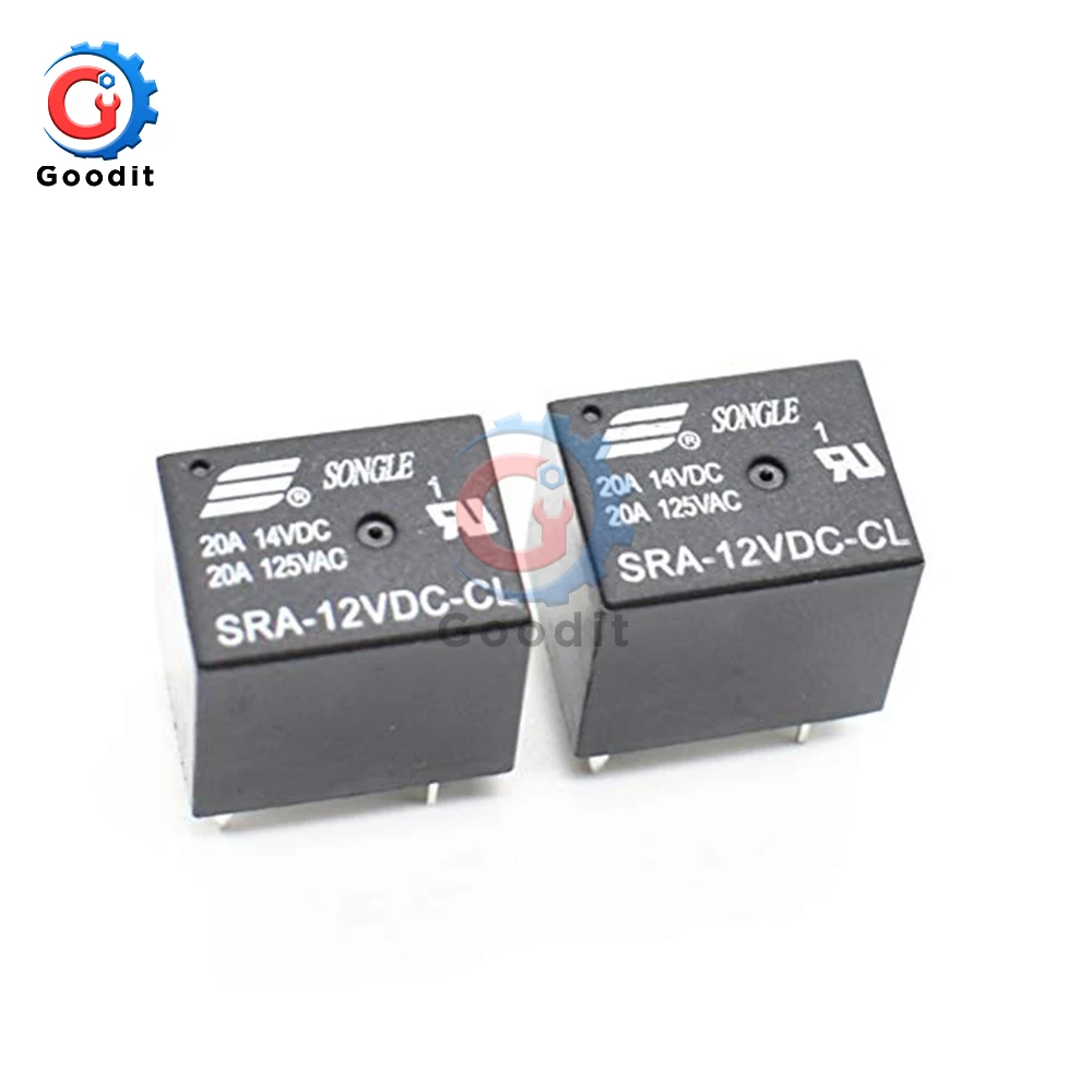 5 В, 12 В, 24 В постоянного тока, 20A DC Мощность реле SRA-05VDC-CL SRA-12VDC-CL SRA-24VDC-CL 5Pin PCB Тип ЧЕРНЫЙ автомобильное реле