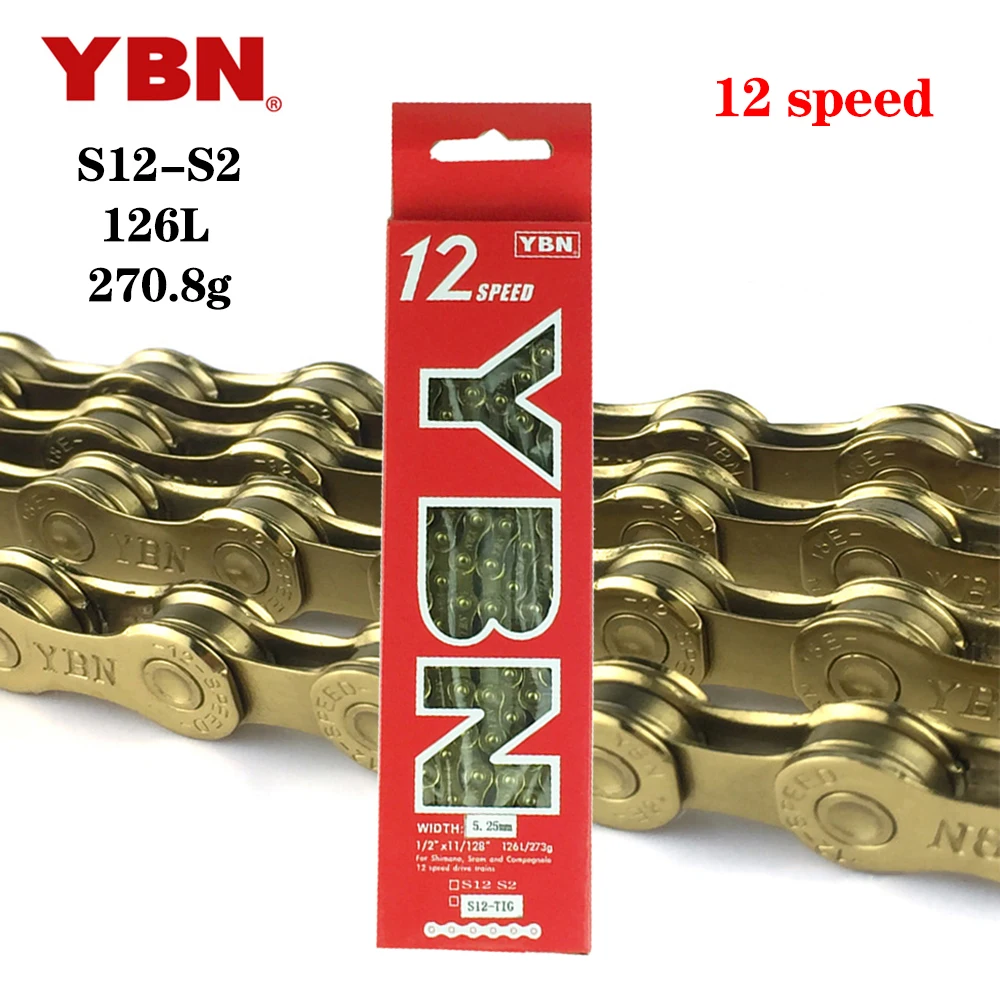 

YBN MTB Road Bike 12speed Gold Chain 5.9mm Pitch Compatible With SHIMANO/CAMPANOLO/SRAM 12Speed Drivetrain