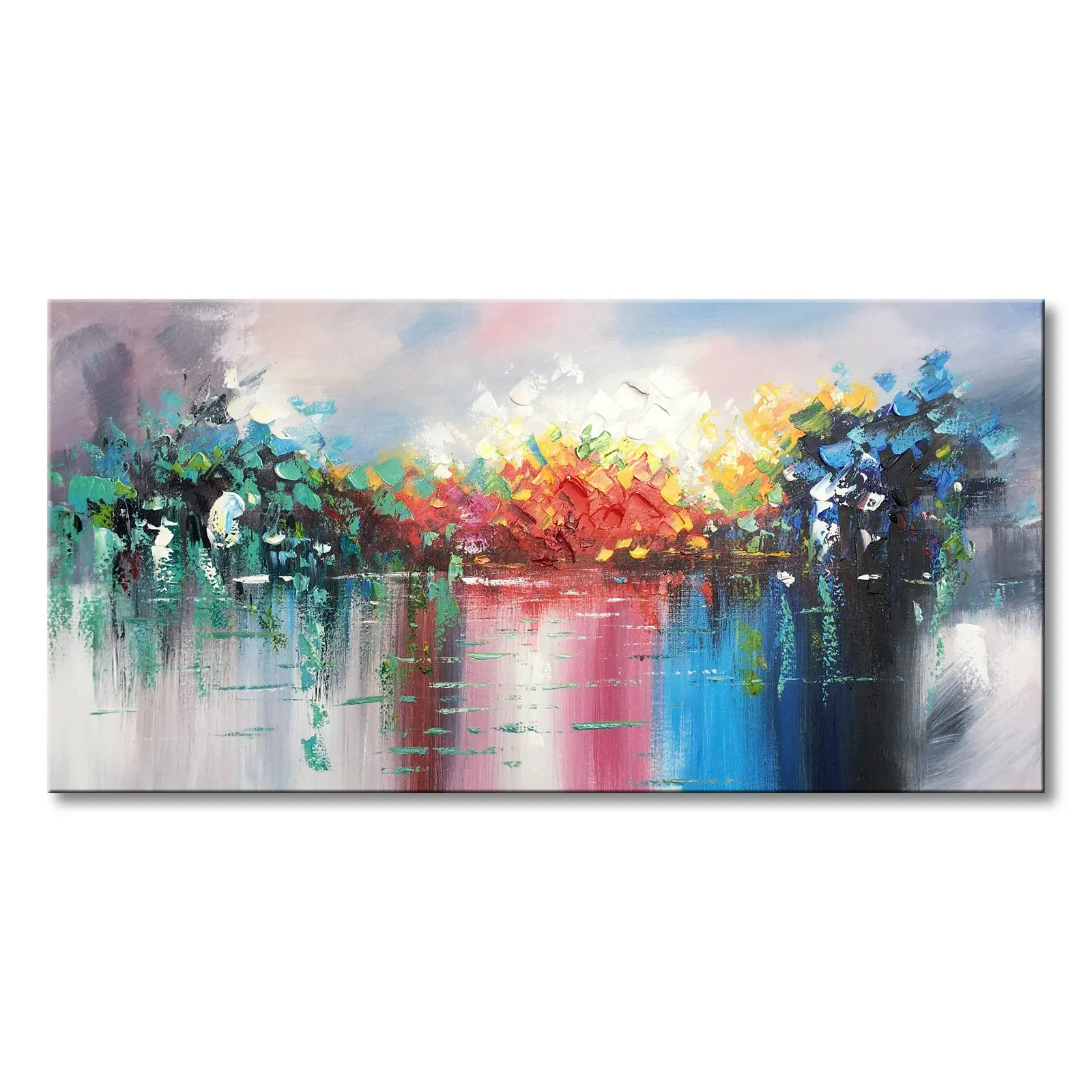 

Handmade Abstract Landscape Wall Hang Art Modern Oil Painting on Canvas Scenery Artwork Bedroom Dining Living Room Decor No Fram