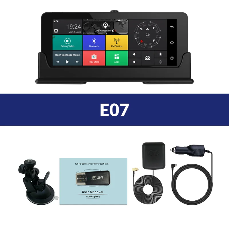 E-ACE E07 4G Dvr gps камера ADAS Android DVR Автоматическая Регистрация с gps навигацией Full HD 1080P видео рекордер две камеры s Vehicele
