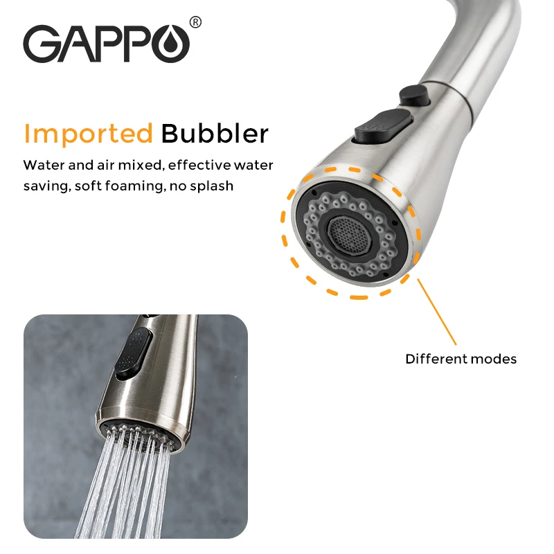 gappo stainless kitchen faucet steel pull out sink mixer tap crane purification kitchen hot and cold faucet 360 degree tap free global shipping