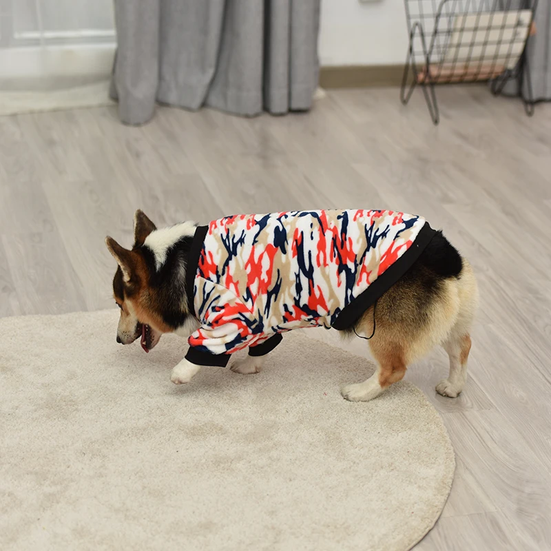 Одежда для собак флисовая камуфляжная куртка пальто модная одежда на липучке