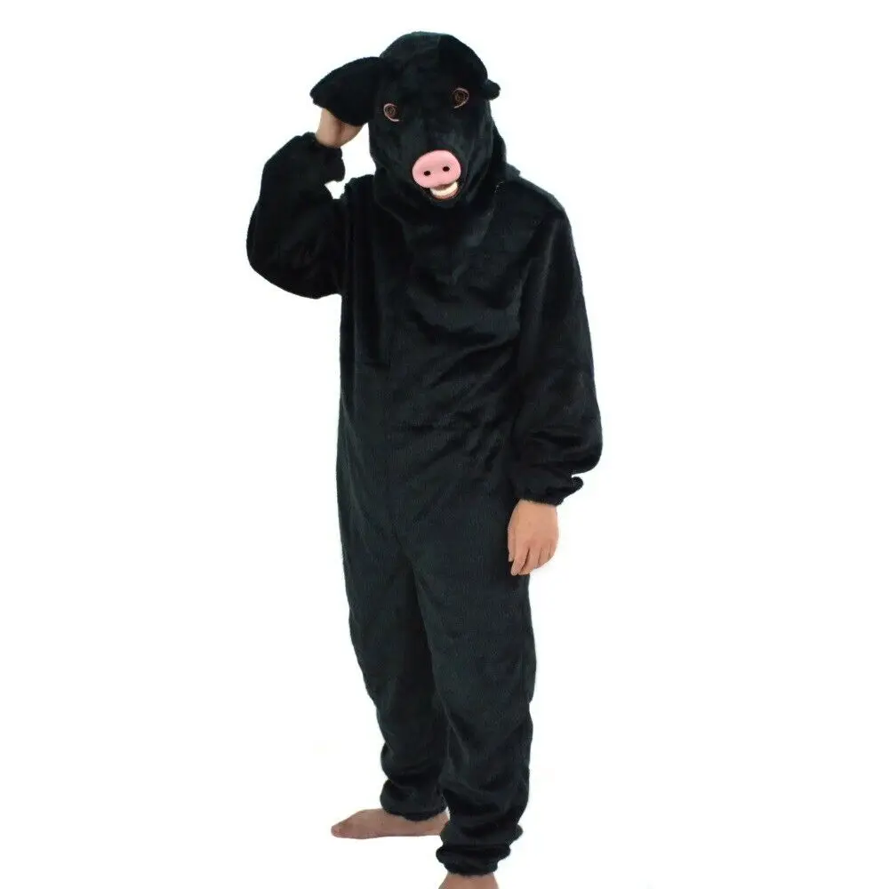 

Can Move Mouth BLack Pig Mascot Costume Fursuits Cospiay Animal Mask Christmas Event Apparel Cartoon Character Birthday Clothes