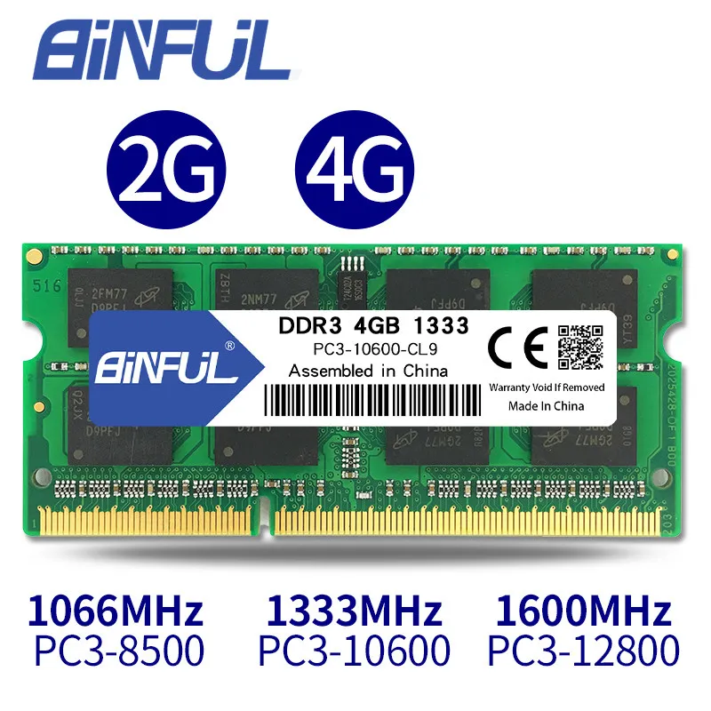BINFUL герметичный DDR3 2 ГБ 4 ГБ 1066 МГц 1333 1600 PC3-12800/8500/10600 ноутбук ram память/пожизненная гарантия