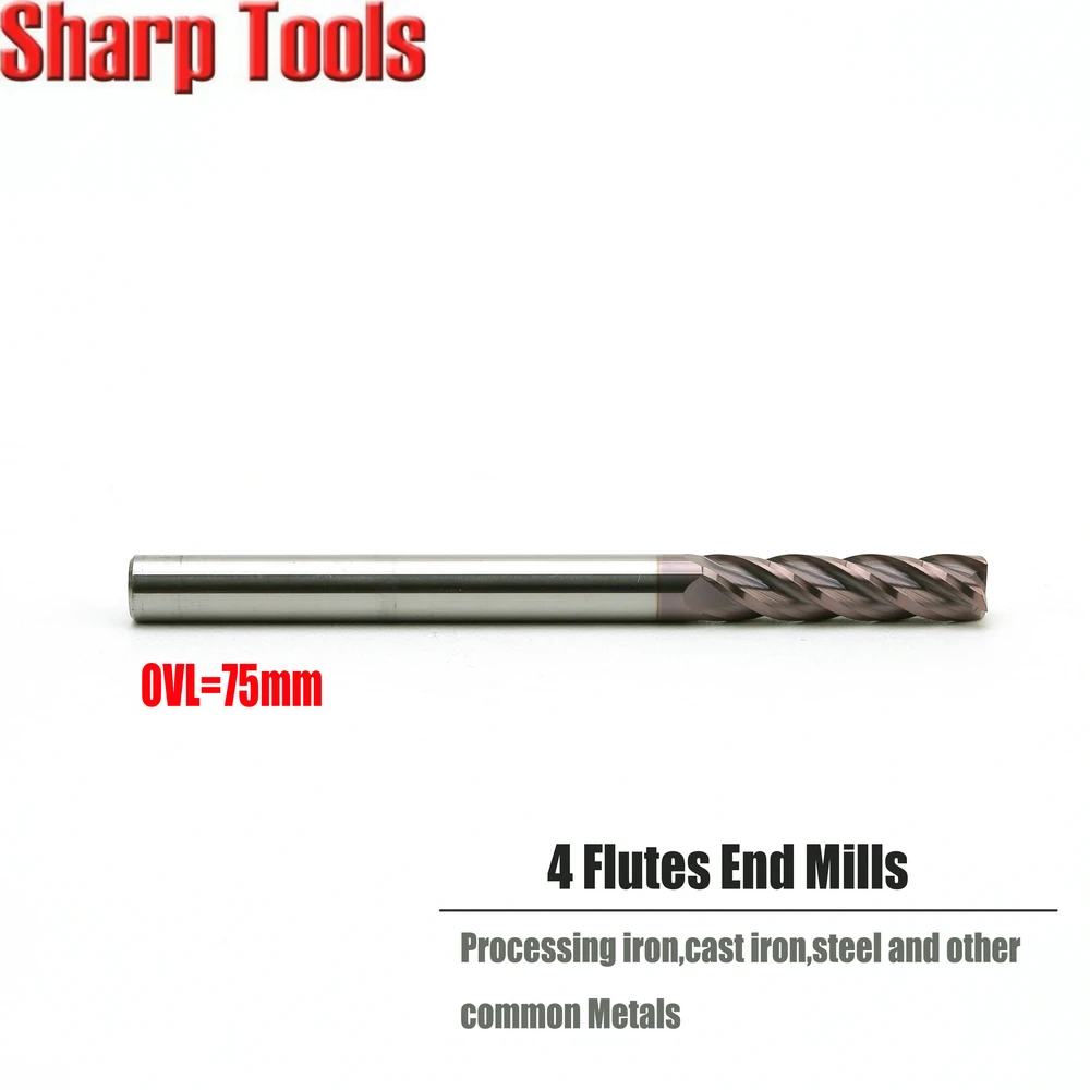 Концевая фреза с 4 канавками спиральный фрезерный станок ЧПУ HRC55 вольфрамовый