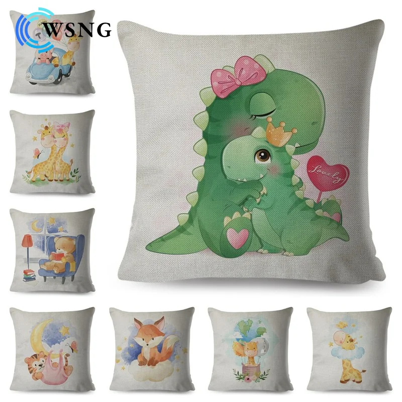 

Cute Cartoon Animal Print Pillowcase Office Car Seat Cover Decoration Living Room Bedroom Sofa Pillowcase 45*45cm