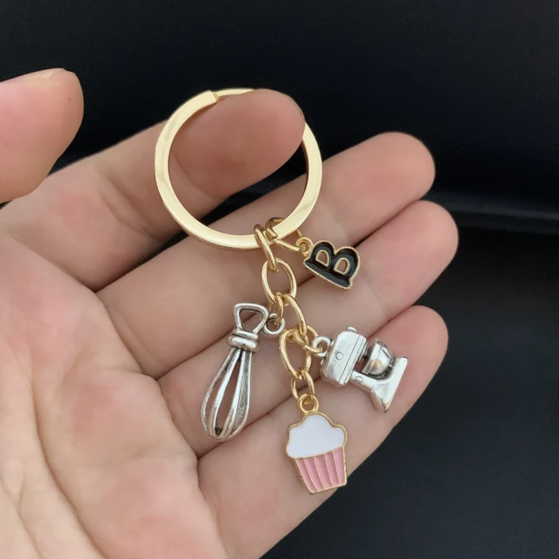 Брелок-чашка для торта A-Z с буквами милый десертный кулон эмалевый металлический