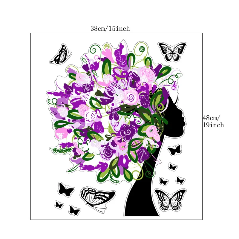 

Beautiful Girl Romantic Flower Wall Sticker/ Wall Stickers Butterfly Elf Wall Stickers Decals Mural TV Sofa Background Decor