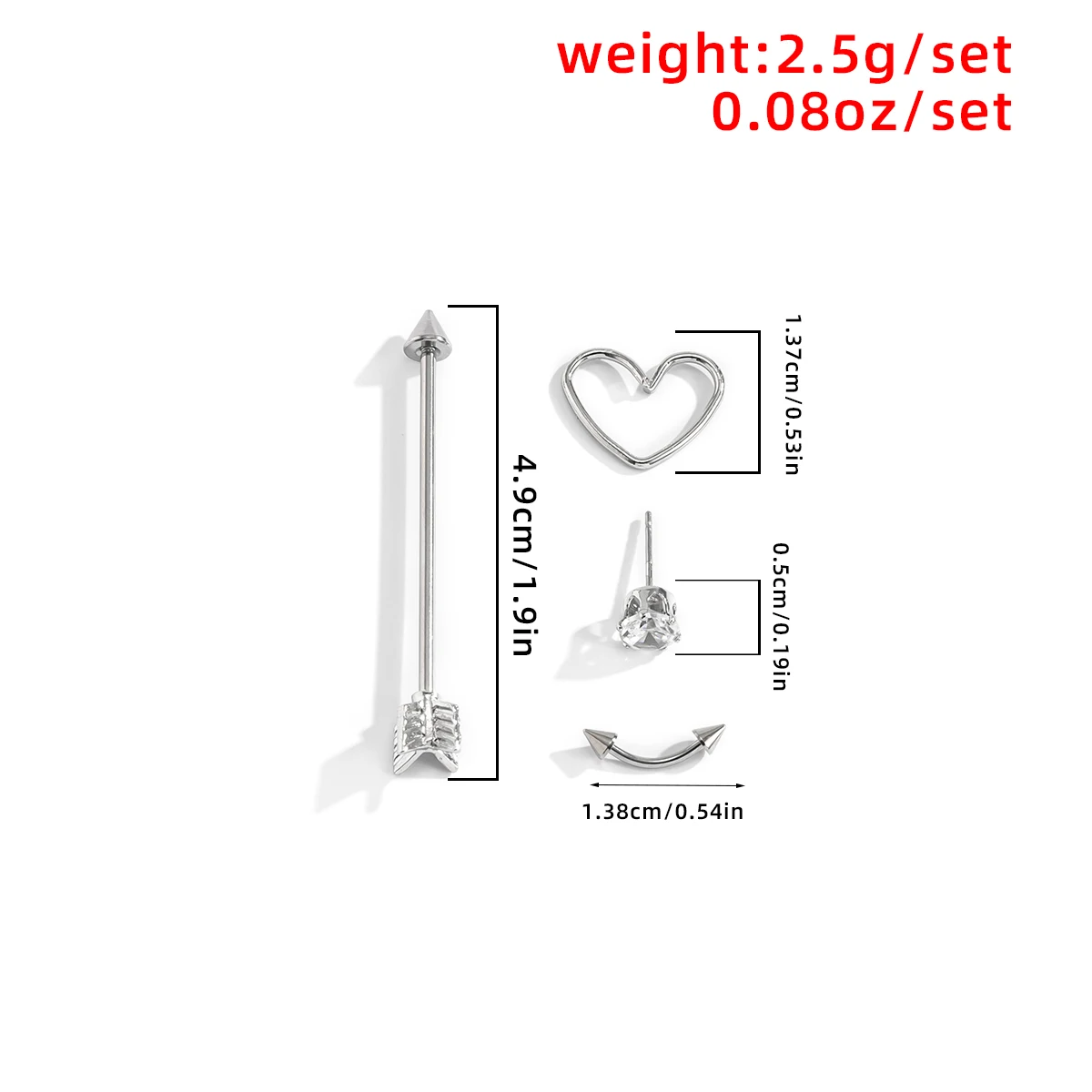 

2021 New Silver Color Stainless Steel Eyebrow Navel Belly Lip Tongue Nose Piercing Bar Ring Labret Barbell Tunnel Body Jewelry