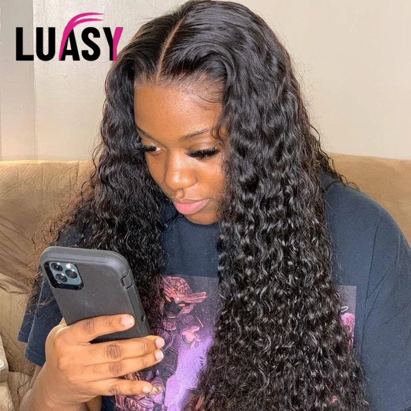 Luasy бразильские парики из человеческих волос с глубокой волной плотность 150%
