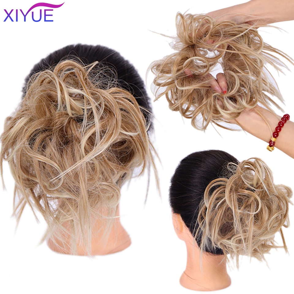 

XIYUE Messy Bun Tousled Chignon Hair Extensions Synthetic Hair Bun Curly Elastic Messy Fake Hair Accessories for Girls