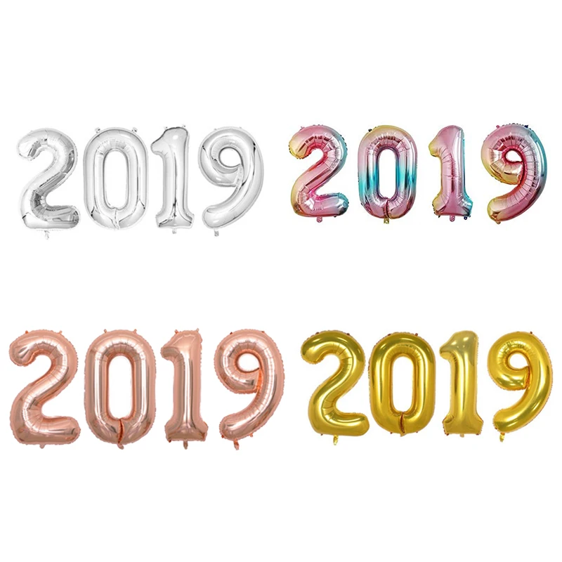 2019 серебро/розовое золото/золотые шары большой 32 дюймов шара с цифрой для