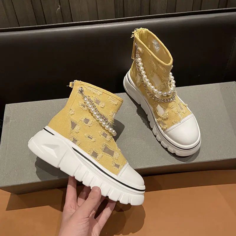 

Сандалии женские высокие, дышащие, повседневная спортивная обувь, холщовые туфли на высокой подошве, корейский стиль, на лето