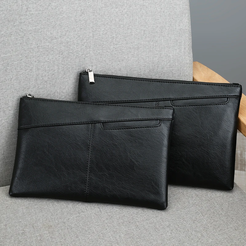 2021 new Fashion Leather Men's Clutch Bag Handbag Brand PU Leather Bag Classic Black Large Capacity Envelope Bag