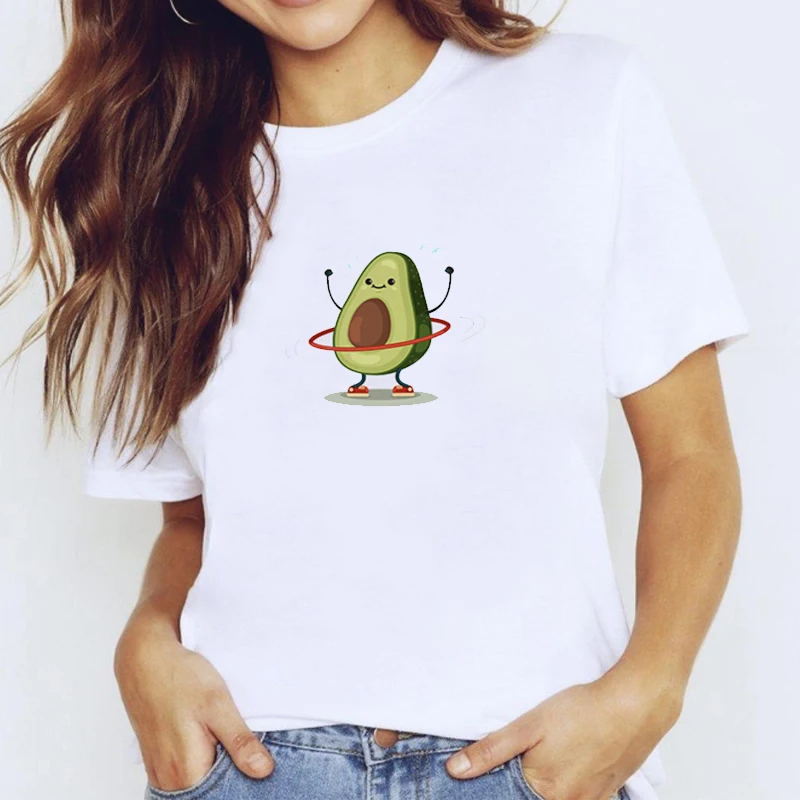 

Fruit Avocado Shirts T-shirts Women's Summer Harajuku Short Sleeve Clothes Women-clothing Woman T-shirt Tops 2021 Cute for White