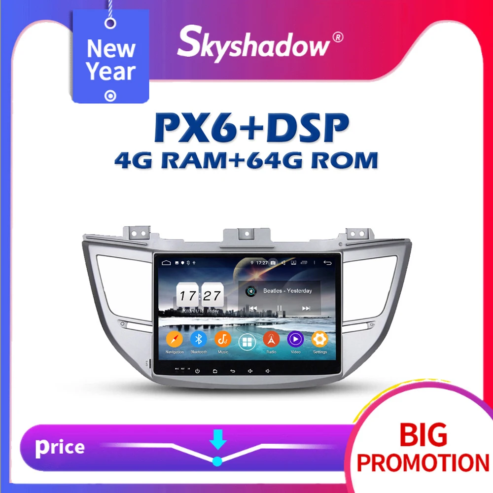Автомобильный DVD-плеер PX6 DSP IPS Android 10 0 4 Гб + 64 GPS карта RDS радио Wi-Fi Bluetooth 5 для Hyundai IX35