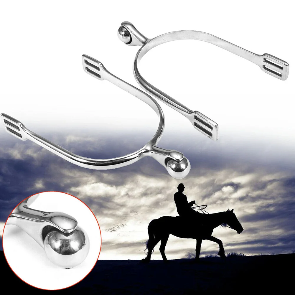 

A Pair Smooth Sports Stainless Steel Equipment Equestrian Boots Outdoor Horse Spurs Training Riding With Roller Ball Lightweight